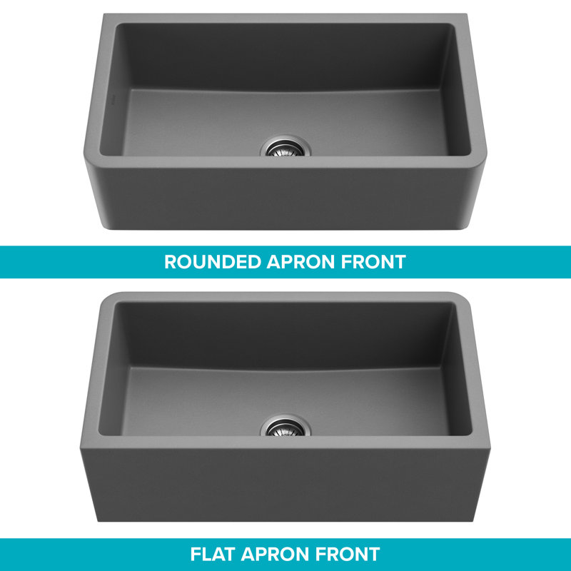 Matte Gray 33" Fireclay Farmhouse Single Bowl Kitchen Sink