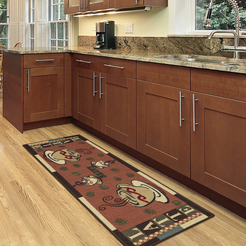 Non-Slip Rubberback Coffee Cups Kitchen Runner Rug, Runner 1'8" x 4'11"