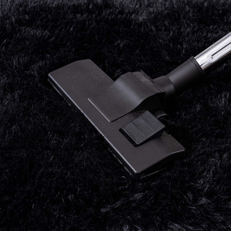 Tapis noir doux à poils longs pour le salon, tapis intérieur moelleux moderne de 6 pi x 9 pi pour la chambre à coucher