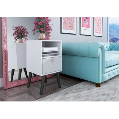 Jerud Abington Side Table With 1 Shelf In White