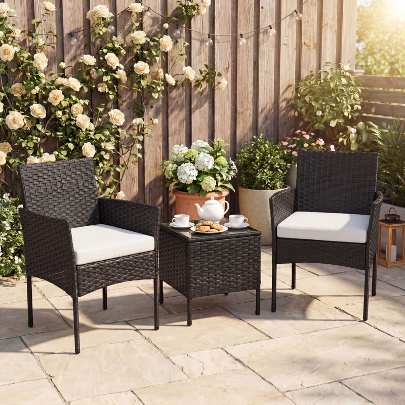 Garden Furniture Set 3-piece Rattan Balcony Furniture Set with Side Table