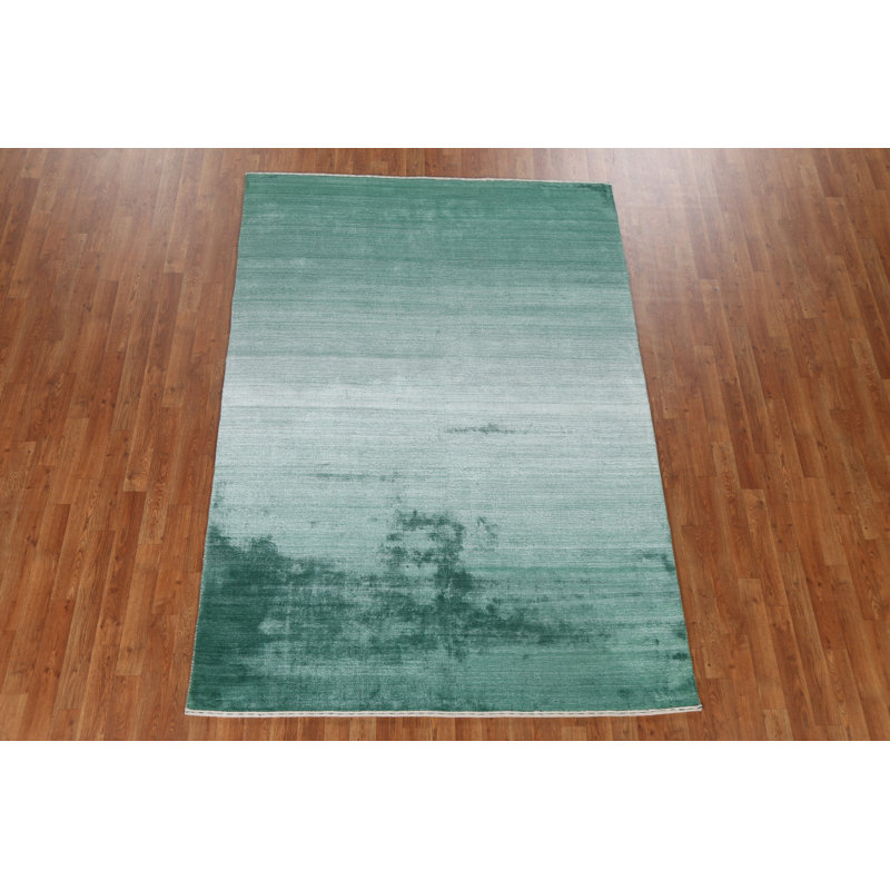 Green Handmade Gabbeh Oriental Wool Rug 5x8