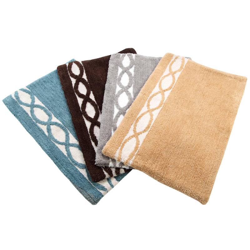 Ensemble de tapis pour salle de bain géométrique 2 pièces Yair, Brun