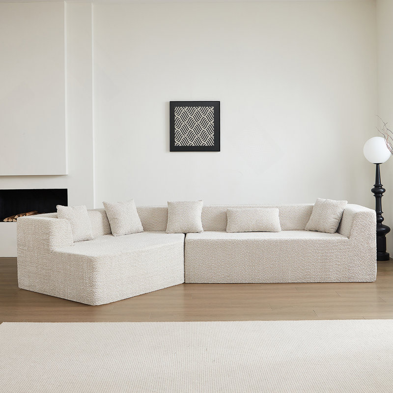 Canapé moderne minimaliste avec assise profonde et assemblage sans tracas, idéal pour les espaces polyvalents, Tissu beige