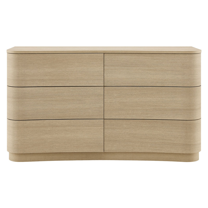 Commode courbée à 6 tiroirs Mirae, Chêne clair brossé