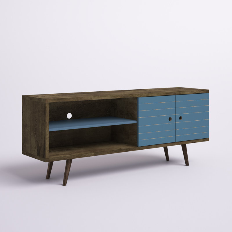 Darryl TV Stand for TVs up to 60", Rustic Brown/Aqua Blue