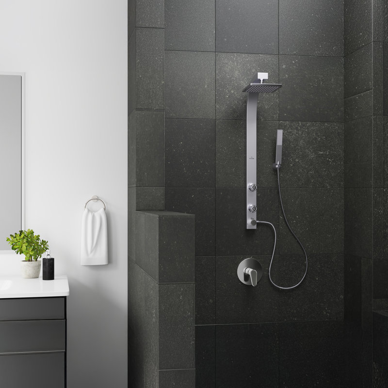 Système de douche à jets de pluie 8 po avec 2 jets et douchette Splash, Argent