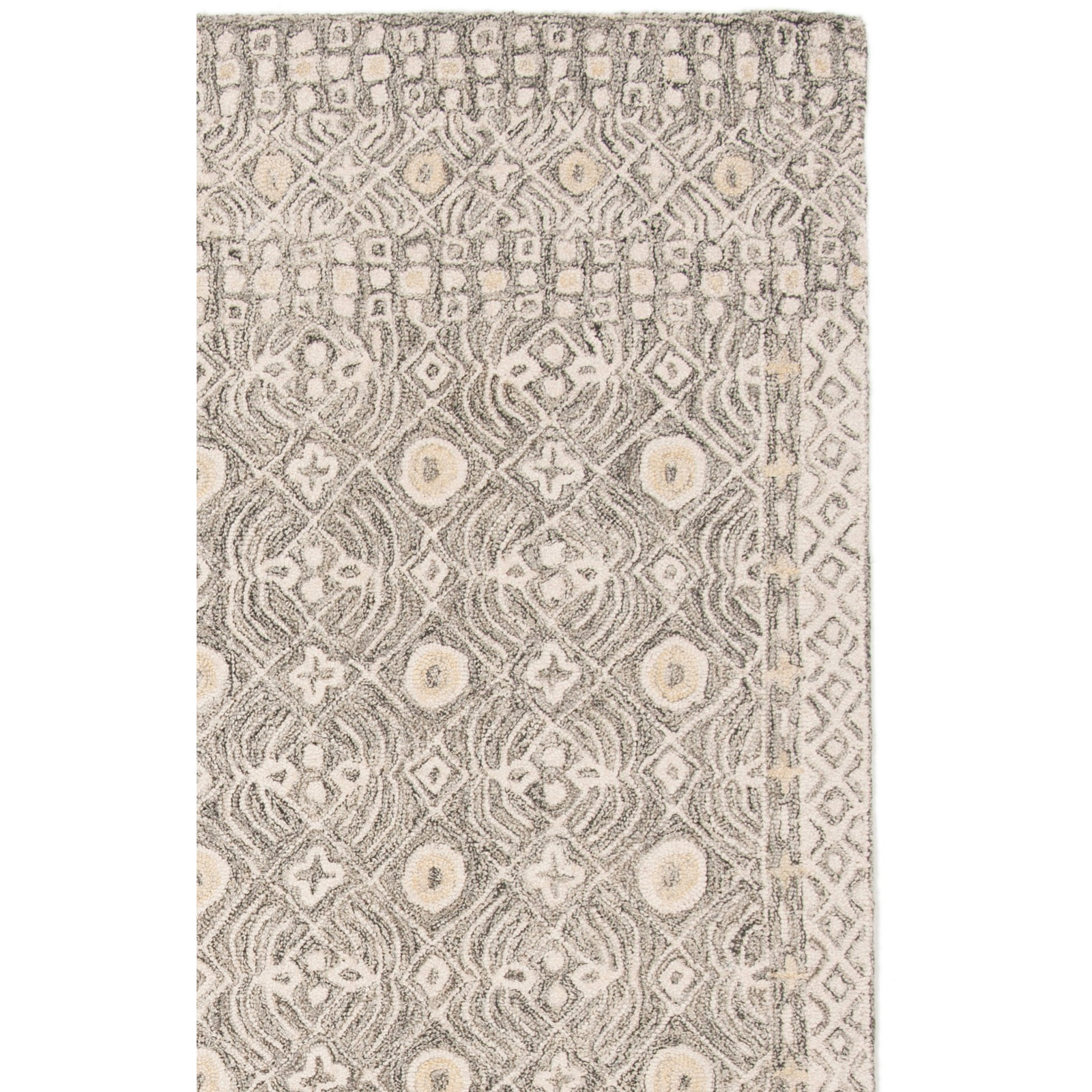 Stalder Hand Tufted Wool/Cotton Oriental Rug in Ivory, Rectangle 5' x 8'