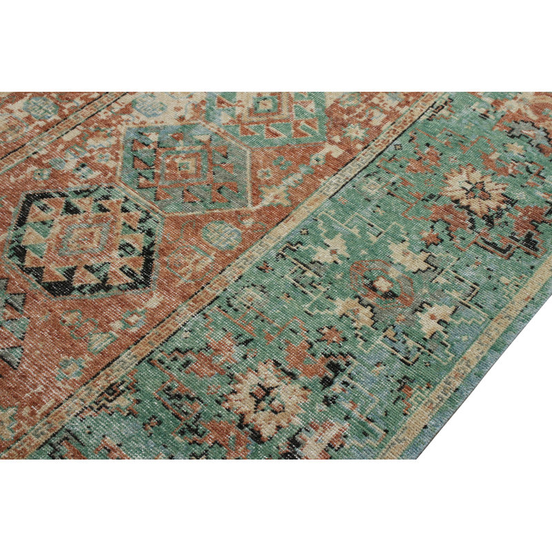 Distressed Homage Hand Knotted Wool Geometric Area Rug, Rectangle 12' x 18'