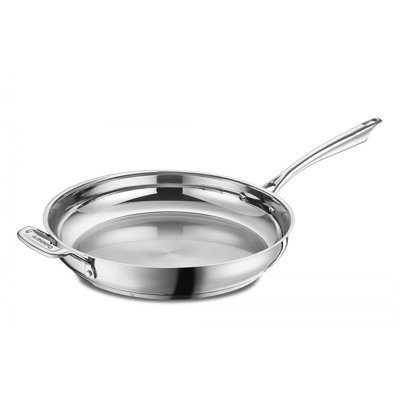 Poêle à frire de 12 po en acier inoxydable de la série professional de cuisinart avec aide