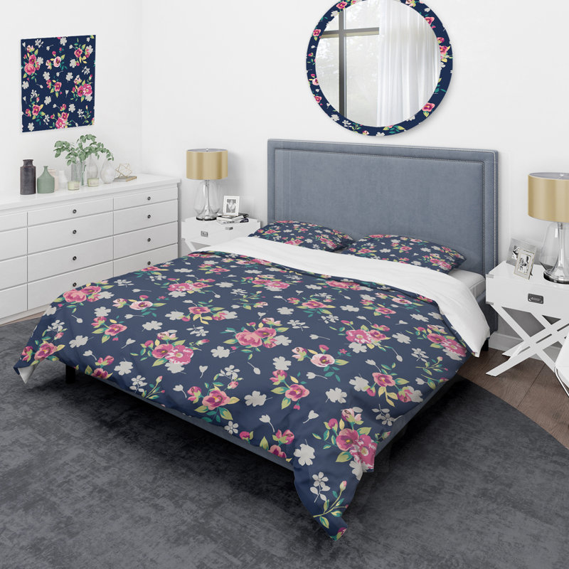 Ensemble de housse de couette en microfibre bleu / rose / vert 3 pièces