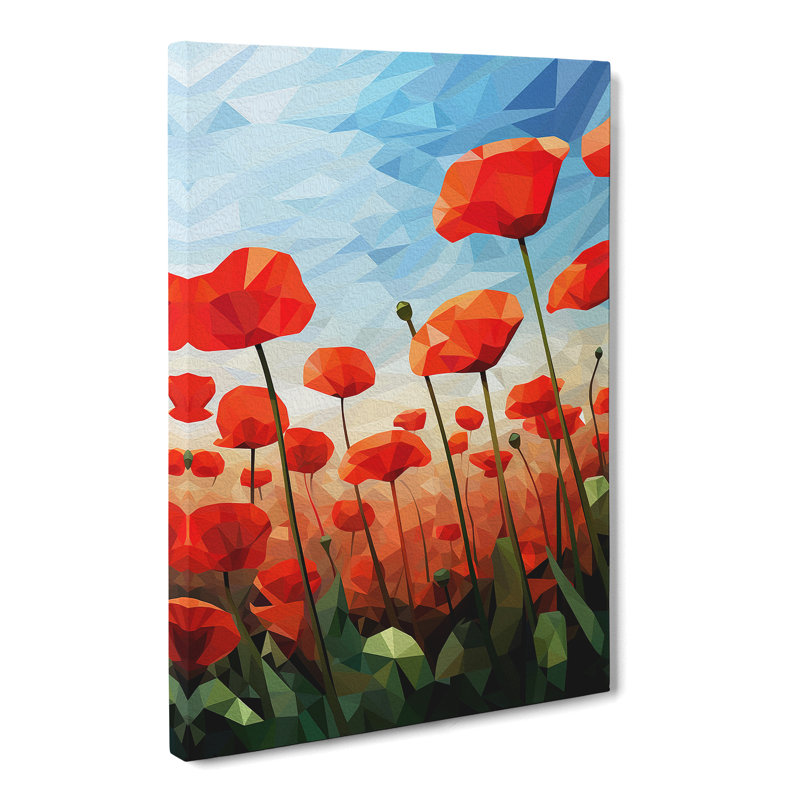 Poppy Field Cubism - Wrapped Canvas, 76cm H x 50cm W x 3cm D