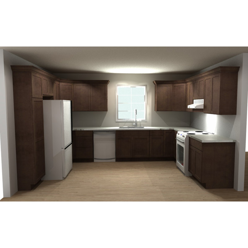 Dwelling Rosemont U-Shape Pre-Assembled Kitchen Cabinet, Toasted Spice