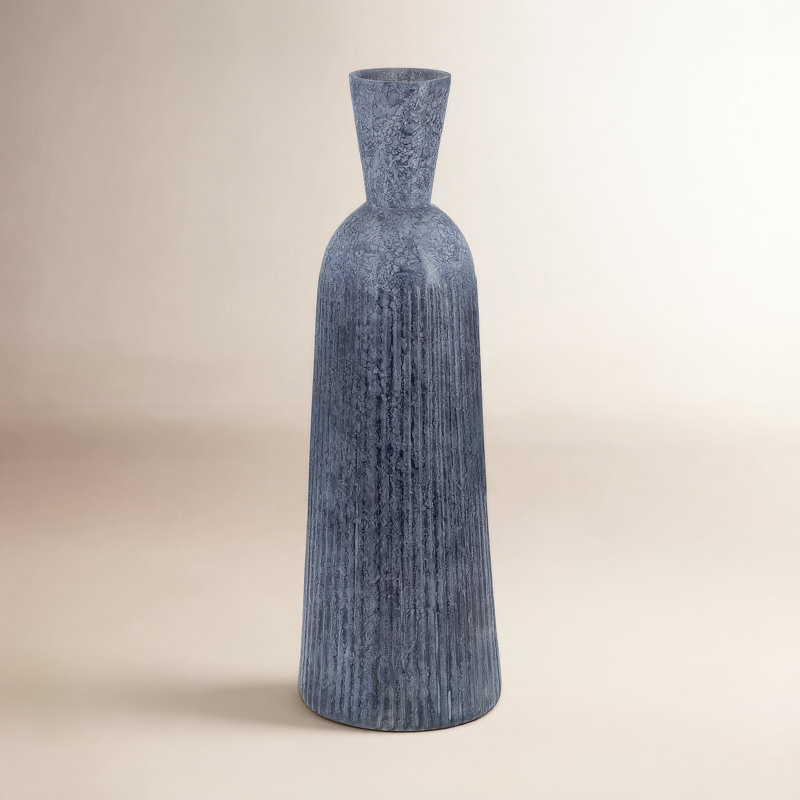 Grooved Glass Vase, 20" H x 7" W x 7" D