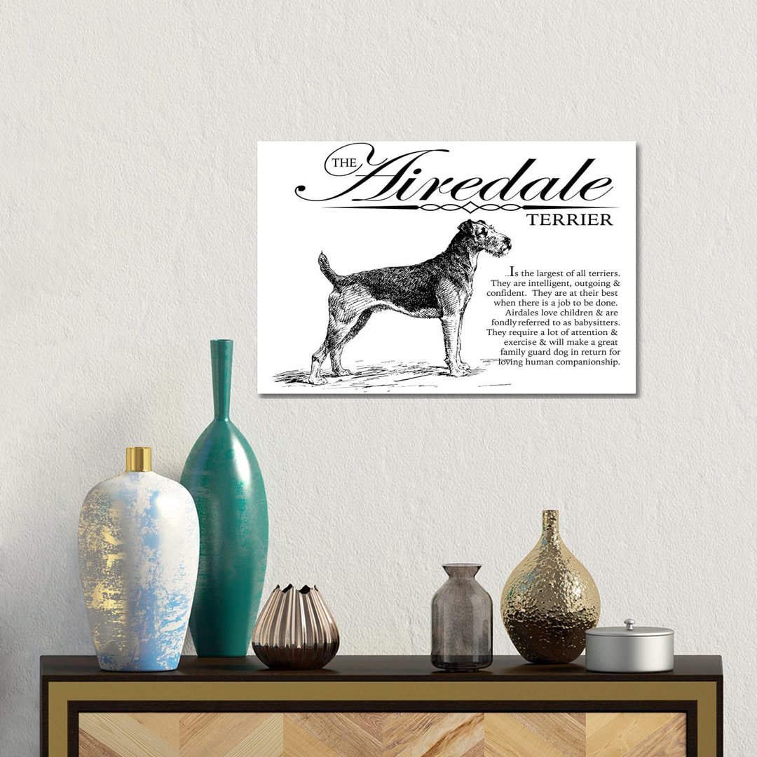 Vintage Airedale Terrier Storybook Style by Traci Anderson - Gallery-Wrapped Canvas GiclÃ©e on Canvas
