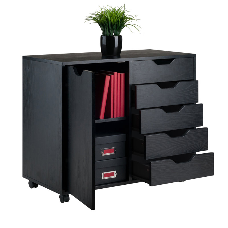 Crandon 30.71'' Wide 5 -Drawer Mobile File Cabinet, Black