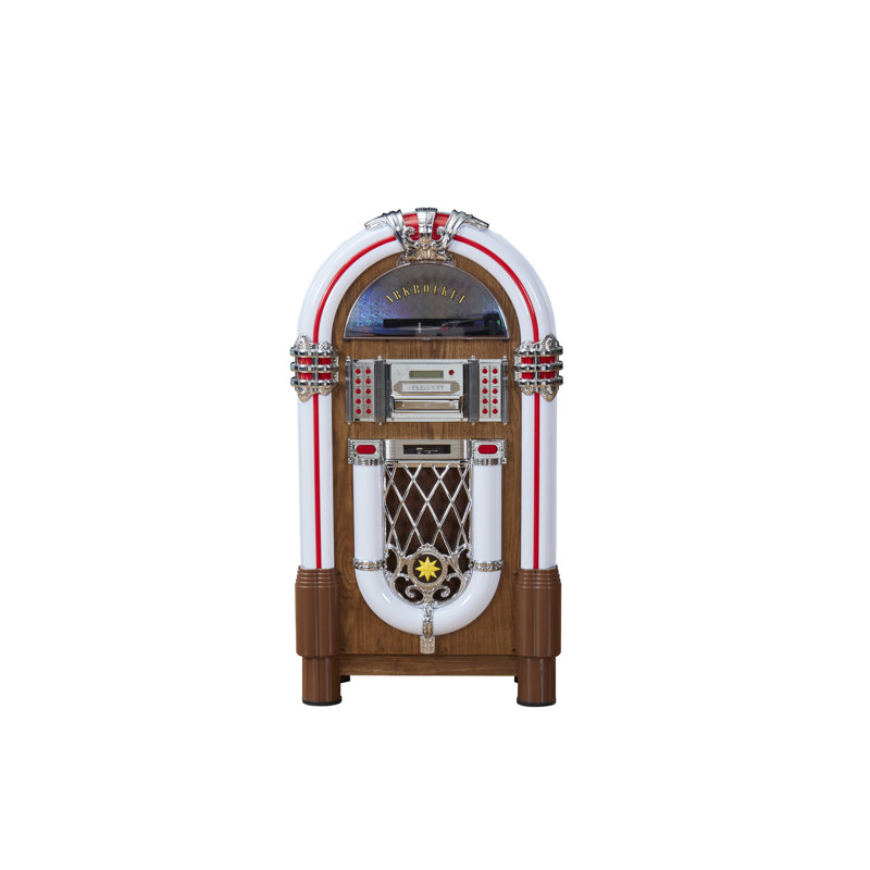 Arkrocket Taurus II Jukebox Vinyl Record Player Bluetooth Retro Turntable, Oak