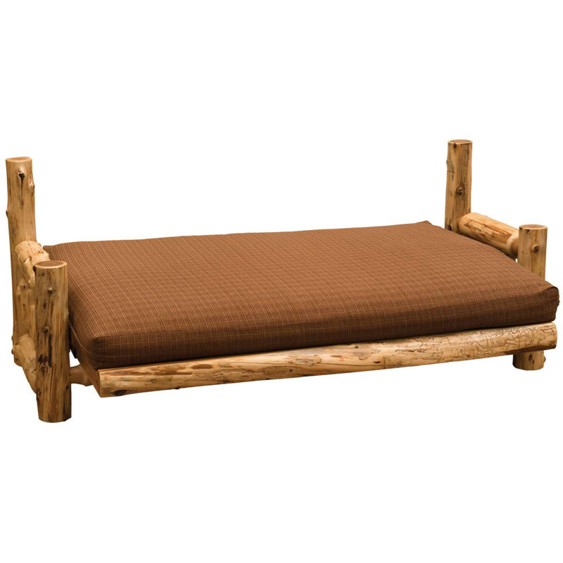 Futon en rondins de cèdre avec matelas Fireside Lodge - Natual - Peut être entièrement désassemblé, Non assemblés