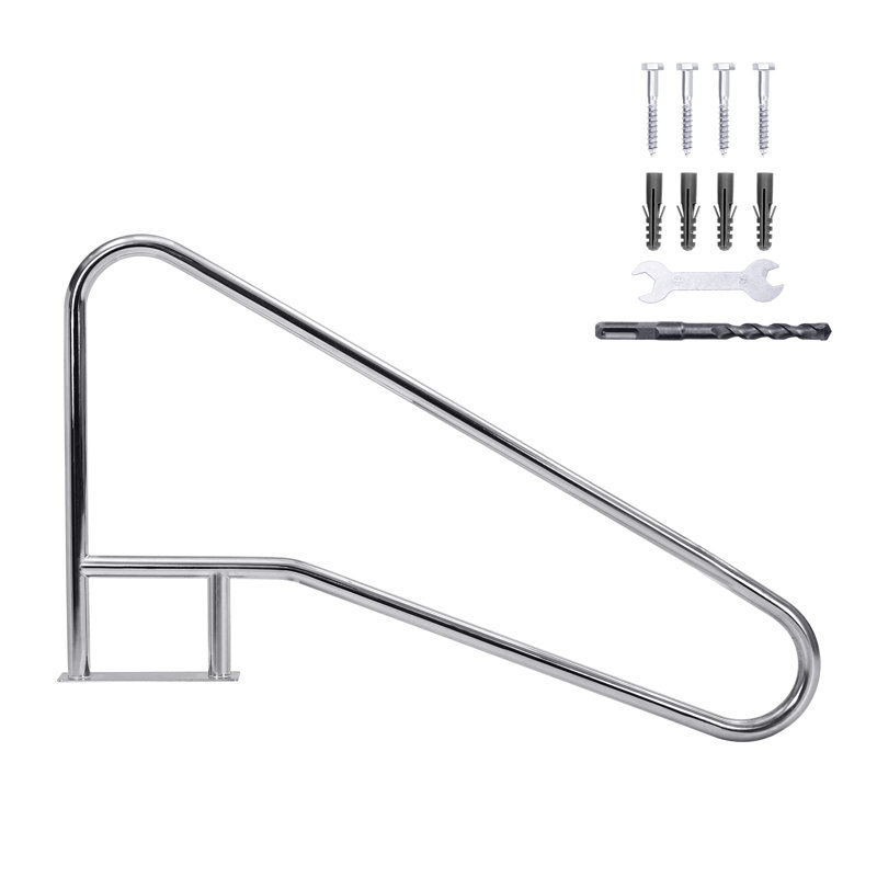 Rampes de piscine 55 po x 32 po, rampes d'escalier pour piscine creusée en acier inoxydable 304, robustes 380 lb avec couvercles à prise bleue, rampe de sécurité antirouille pour piscine et spa