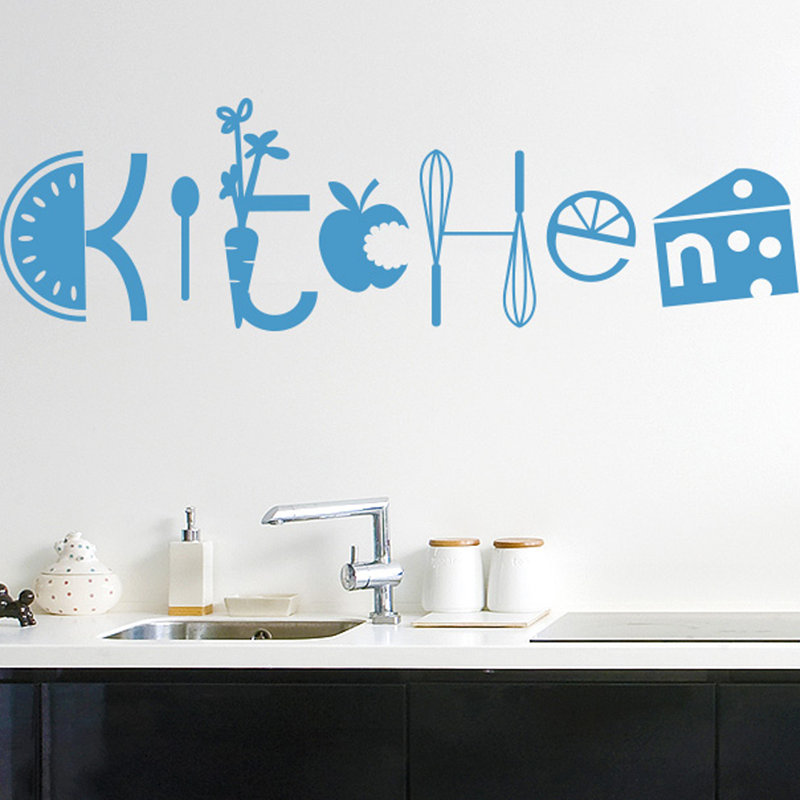 Assorted Kitchen Sign Wall Sticker, Medium, Blue