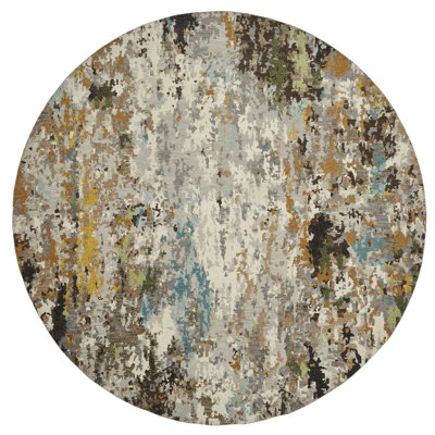 Wool Abstract Area Rug in Gray
