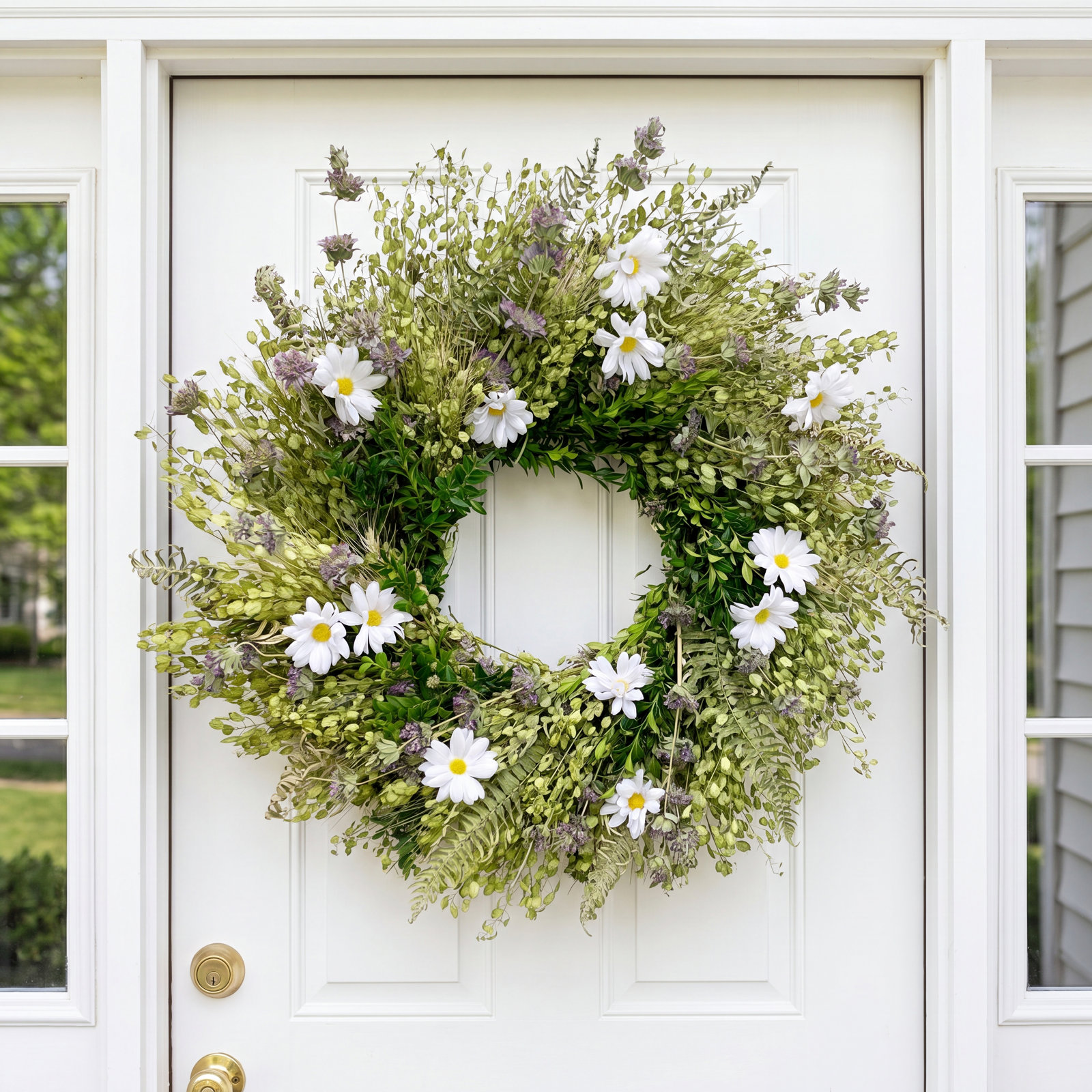 Dried Morning Daisies 22" Spring Wreath