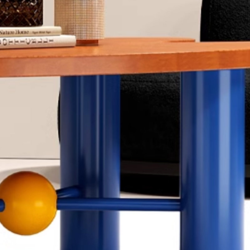 Creative design sense solid wood coffee table, 16.92" H x 37.4" W x 21.65" D, Brown/Blue