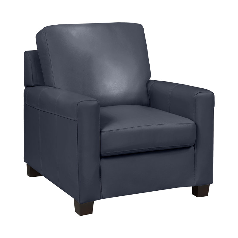 Fauteuil en cuir Anum, Cuir bleu marine