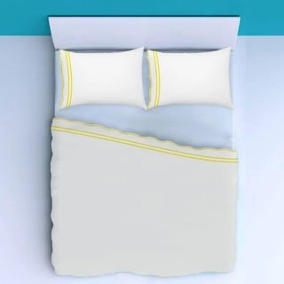 400TC Wavy Embroidery & Border Cotton Sateen Solid Cotton 4 Piece Sheet Set Fitted Sheet Fits Upto 16" Deep Pocket
