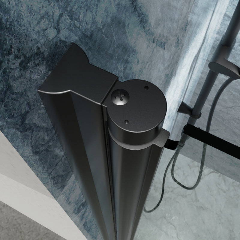 32 In. To 33-3/8 In. X 72 In Semi-Frameless Pivot Shower Door In Matte Black With Clear Glass