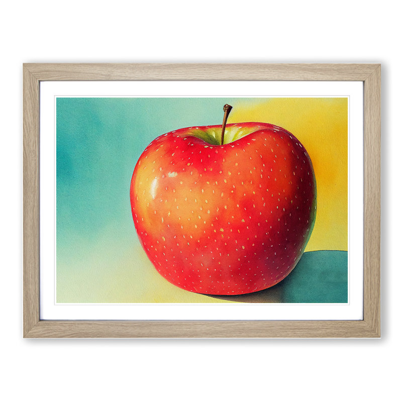 Single Apple Fruit Vol.1 - Single Picture Frame Print, Oak Framed, 34cm H x 46cm W x 2cm D