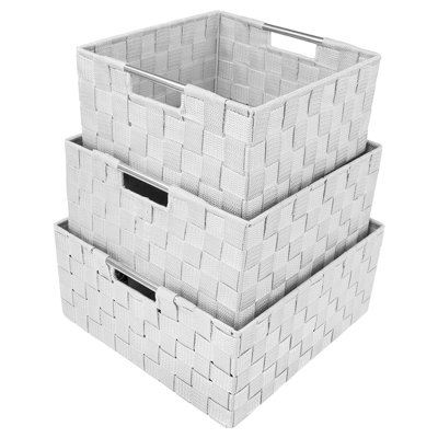 Stackable Wicker Woven Basket with Handles 3 Pack