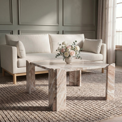 Table basse Abe en marbre véritable brun