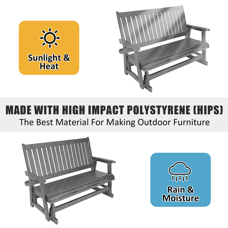 Banc oscillant 3 places en poly Lumber, Gris