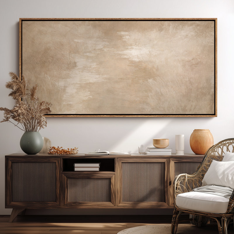 Art mural extra large, paysage abstrait neutre, Naturel, H 30 po x l 60 po