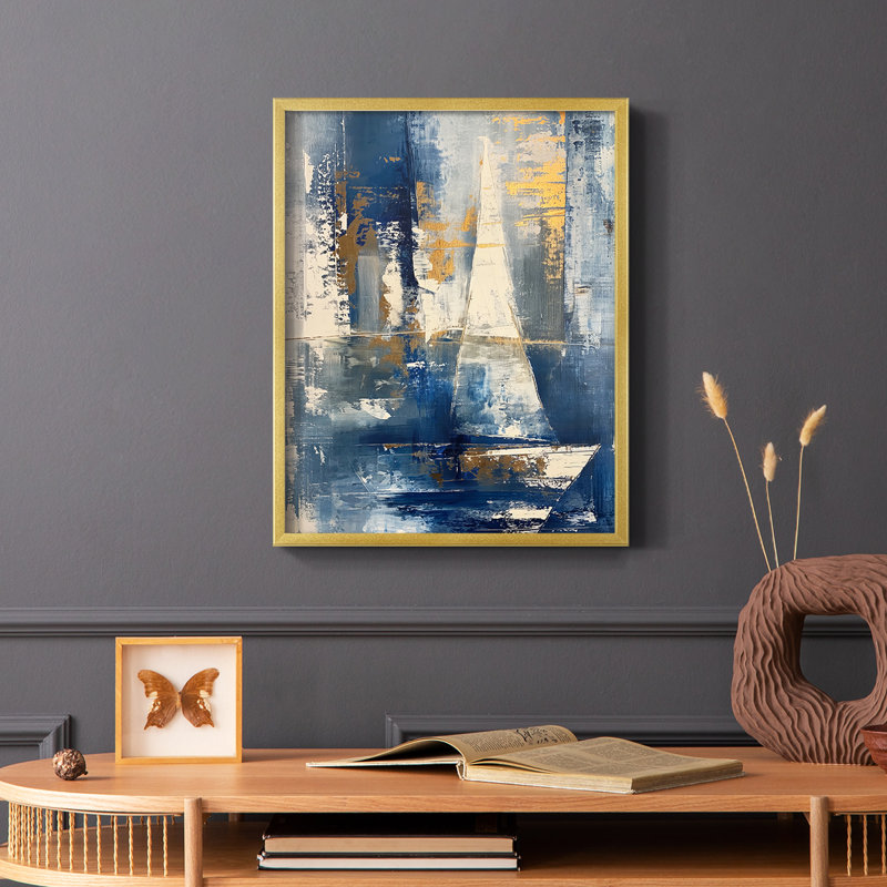 Série NAUTICAL CCI - reproduction encadrée de qualité supérieure - prête à être accrochée - aucun clou requis, Or