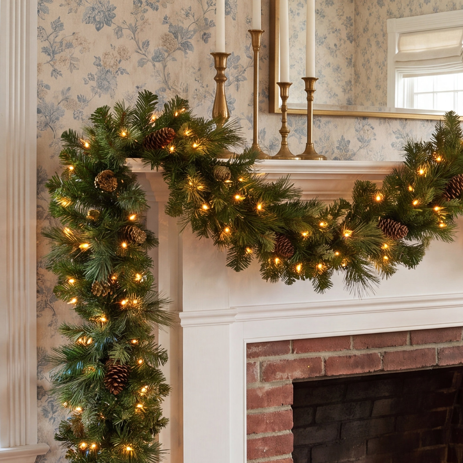 108" Pre-Lit Pine Christmas Garland