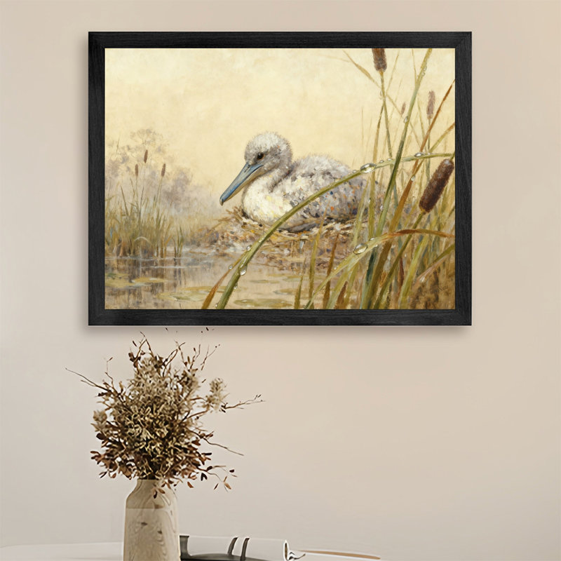 «Black», encadré noir, bel oiseau de jardin, H 9 po x l 11 po