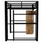 Lit mezzanine double en métal avec garde-robe intégrée, tiroir, bureau et tablettes, noir