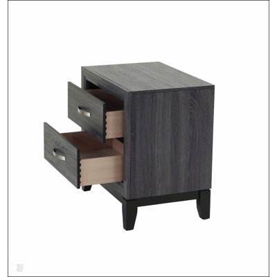 Rustic Solid Wood 2-Drawer Nightstand, Simple Design For Extra Storage And Stylish Bedroom Decor