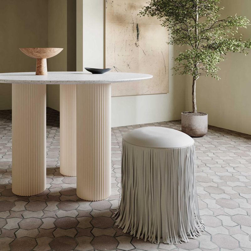 Repose-pieds en cuir Vegan, Gris