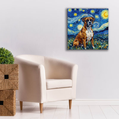  'Boxer Starry Night' by Rich Monet Canvas Wall Art, 26" x 26"