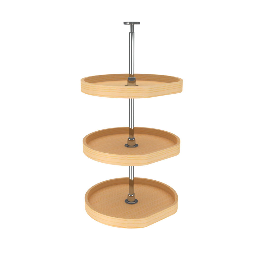 Rev-A-Shelf B&ed Wood D-Shape 3-Shelf Lazy Susans for 38" H Corner Wall Cabinets Rev-A-Shelf