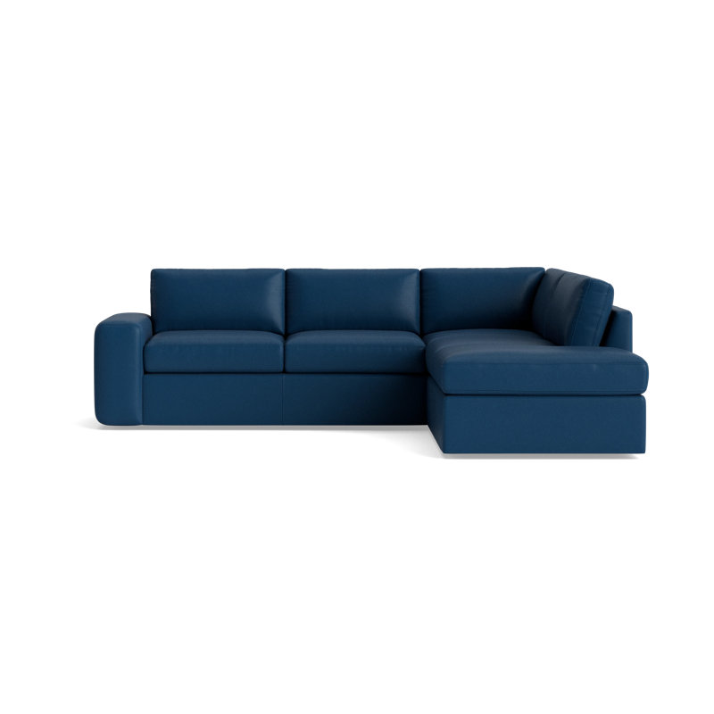 The OG Sectional, Bison Deep Blue Top Grain Leather, Right Hand Facing