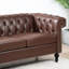 Fauteuil carré 85,12 po pour 3 places, cuir d'unité centrale brun foncé, coussins amovibles, largeur chic et pratique de 85,12 po, style exquis-623464040