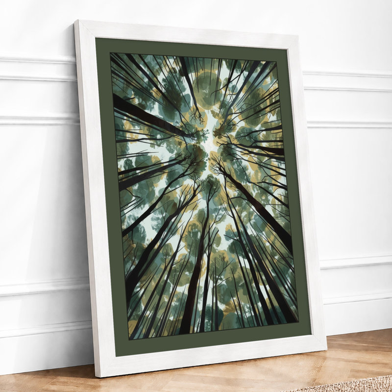 Forest Canopy Looking Up Scandinavian - Print, A3 - 42.0 x 29.7 cm, White