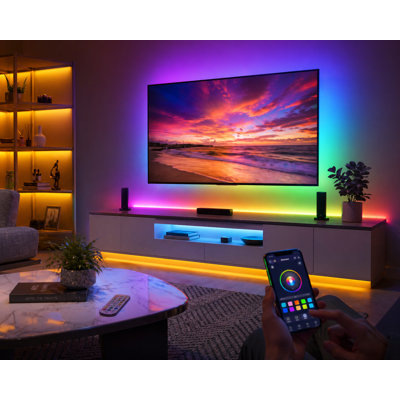 Ruban lumineux à DEL intelligent 32,8 pi Wi-Fi RVB avec télécommande et contrôle d'application, réglable pour un éclairage personnalisé, ambiance multicolore