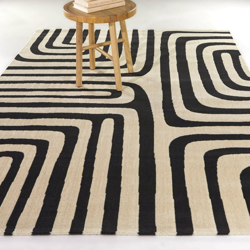 Rectangle Brandun Geometric Machine Woven Polypropylene Area Rug, Rectangle 5'3" x 7'