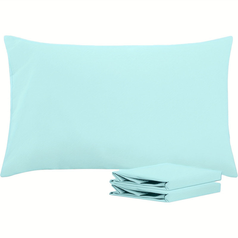 Taies d'oreiller en microfibre brossée facile d'entretien avec fermeture à enveloppe par Lotechicw Lignht, Bleu clair