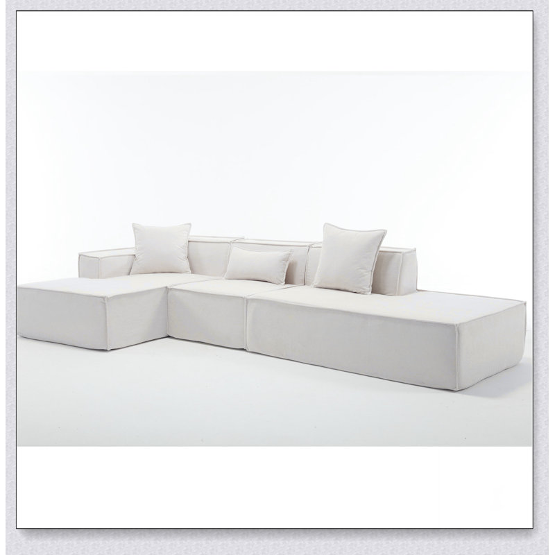 Ensemble de salon modulaire, canapé minimaliste moderne, canapé à installation gratuite, Polyester beige
